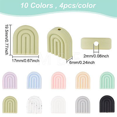40Pcs 10 Colors Food Grade Eco-Friendly Silicone Beads SIL-DC0001-06-1