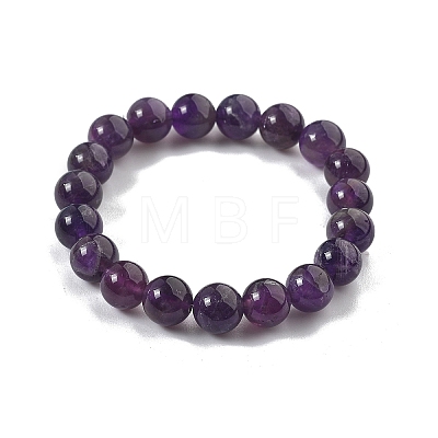 Natural Amethyst Bead Stretch Bracelets BJEW-K212-C-034-1