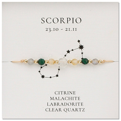 Natural stone constellation bracelet with 12 zodiac signs NR2952-12-1