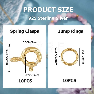 10Pcs 925 Sterling Silver Spring Ring Clasps STER-CN0001-22G-1