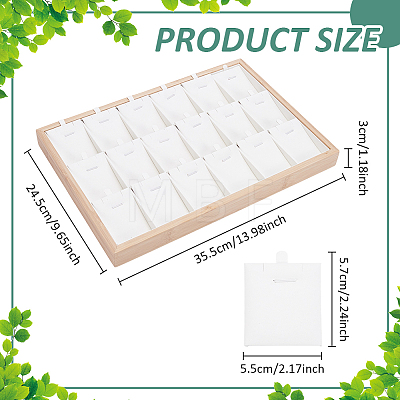 18 Grids Bamboo Pendant Display Trays with PU Imitation Leather Display Cards ODIS-WH0086-091B-02-1