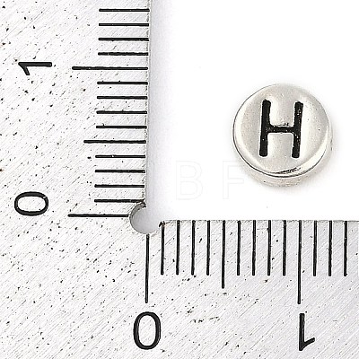 925 Sterling Silver Flat Round with Letter Beads STER-G044-01AS-H-1