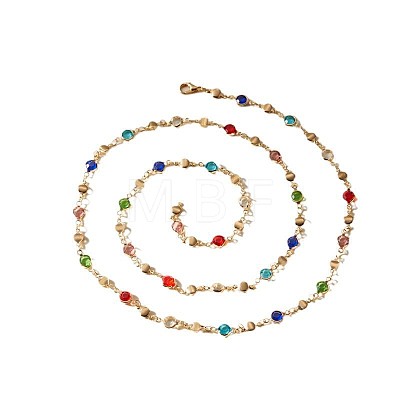 Alloy Colorful Rhinestone Flat Round Long Y Necklaces for Women WGFA4F3-01-1