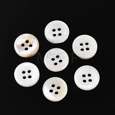 Natural 4-Hole Freshwater Shell Buttons BUTT-T011-01A-1-1