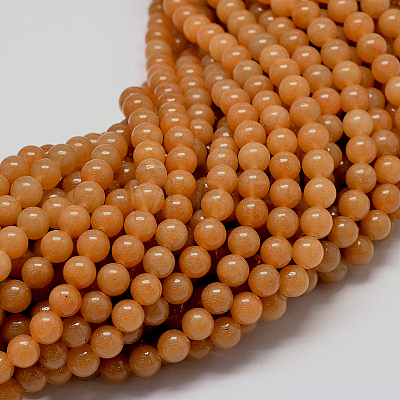 Natural Red Aventurine Stone Round Bead Strands G-P075-49-8mm-1