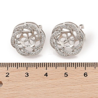 925 Sterling Silver Micro Pave Cubic Zirconia Earring Settings Findings STER-B003-27P-1