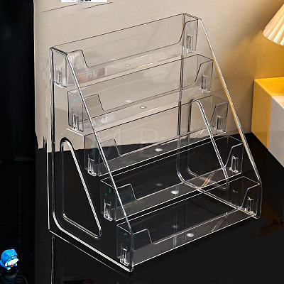 5-Tier Plastic Display Riser Stands for Mini Card ODIS-WH0007-79-1