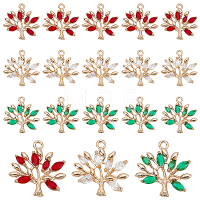 18Pcs 3 Colors Brass Micro Pave Cubic Zirconia Pendants KK-DC0001-25-1