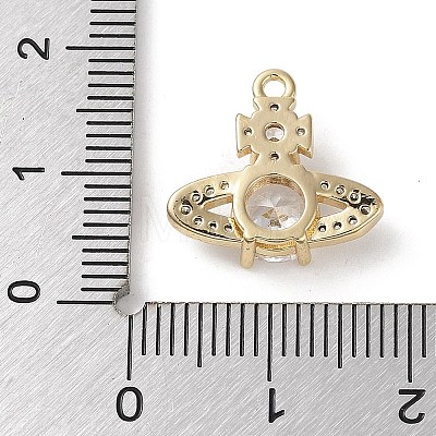 Brass Micro Pave Clear Cubic Zirconia Charms KK-G491-17G-1