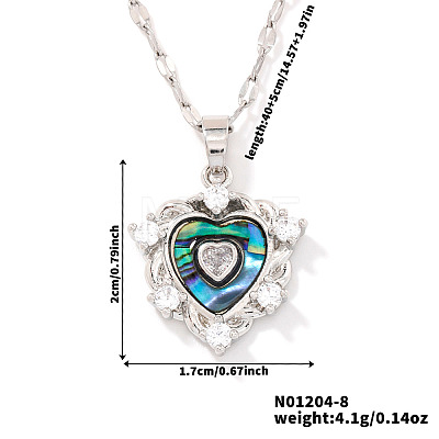 Brass Clear Cubic Zirconia Heart-shaped Pendant Necklaces PR0180-5-1