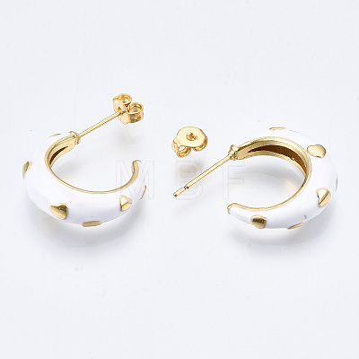 Brass Enamel Stud Earrings EJEW-T014-08G-05-NF-1