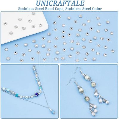 Unicraftale 304 Stainless Steel Bead Caps STAS-UN0010-99P-1