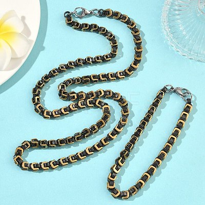 201 Stainless Steel Box Chain Necklaces & Chain Bracelets SJEW-G087-04G-1