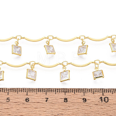 Brass Glass Scalloped Bar Chains CHC-T018-09G-1
