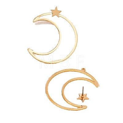 Star with Moon Alloy Stud Earrings FS-WGC80EF-01-1