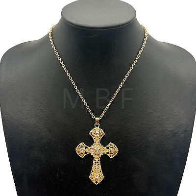 Fashion Cross Alloy Crystal Rhinestone Pendant Necklaces IO7140-1-1