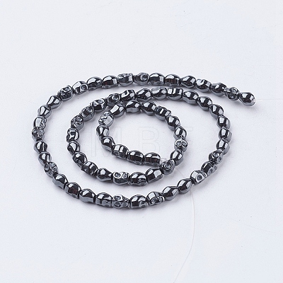 Non-magnetic Synthetic Hematite Beads Strands G-P341-48-4x6mm-1