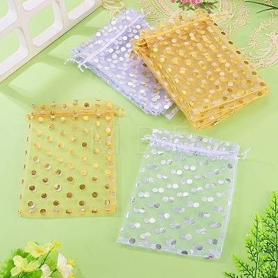 16Pcs 2 Colors Hot Stamping Polka Dot Organza Jewelry Drawstring Bags ABAG-TADJ0001-06D-1