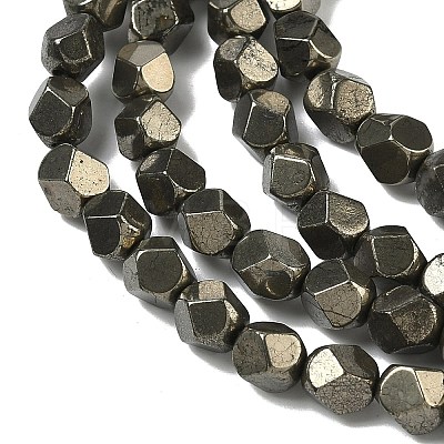 Natural Gold Pyrite/Golden Pyrite Beads Strands G-G459-A01-6mm-1