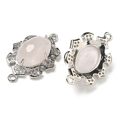 Natural Rose Quartz Faceted Oval Connector Charms G-G181-06P-10-1