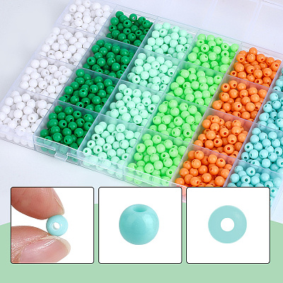 1440Pcs 6 Styles Opaque Acrylic Beads MACR-PA0001-78-1