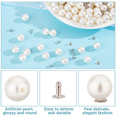 200 Sets ABS Plastic Imitation Pearl Rivet Studs KY-GO0001-06C-1