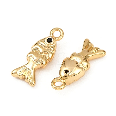 Ocean Theme Brass Micro Pave Cubic Zirconia Charms KK-F902-08I-G-1