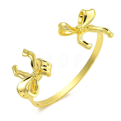 Rack Plating Bowknot Brass Cuff Bangles for Women BJEW-B106-25A-G-1