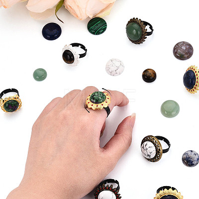 Adjustable Alloy & Iron & Rhinestone Bezel Cup Ring Base with Rotatable Tray MAK-T012-10S-1