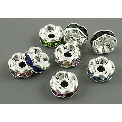 Brass Rhinestone Spacer Beads X-RB-A014-L7mm-S-1
