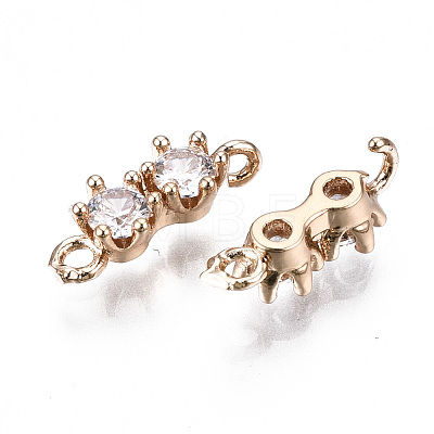 Brass Micro Pave Clear Cubic Zirconia Links Connectors KK-S359-158-RS-1