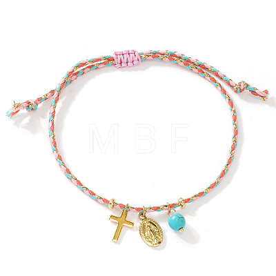 Synthetic Turquoise & Brass Charm Bracelets BU6372-5-1