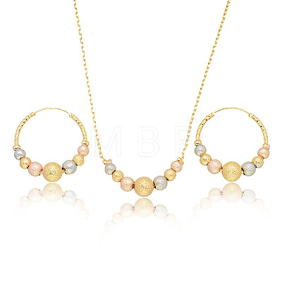 Brass Round Beaded Pendant Necklaces & Hoop Earrings for Women FS-WG8D76A-01-1