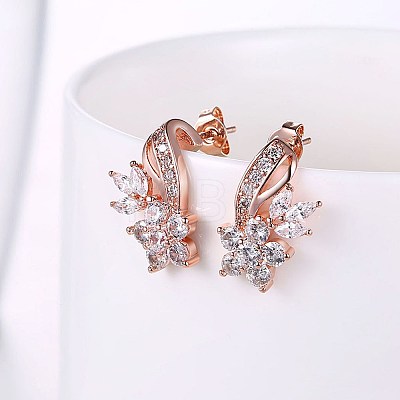 Trendy Brass Cubic Zirconia Ear Stud EJEW-BB29752-B-1