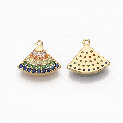 Brass Colorful  Cubic Zirconia Charms ZIRC-Q021-037G-NF-1