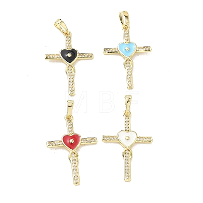 Brass Micro Pave Clear Cubic Zirconia Pendants CU-CBADD0C-05G-1