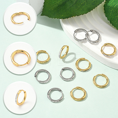 20Pcs 2 Colors 304 Stainless Steel Hoop Earrings EJEW-SC0001-84-1