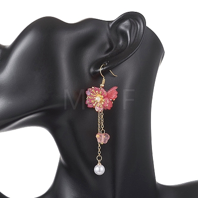 Flower Acrylic Dangle Earrings EJEW-JE06924-1