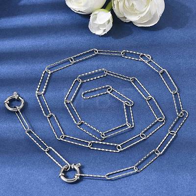 5MM 201 Stainless Steel Textured Paperclip Chain Necklaces for Unisex NJEW-K302-14P-1