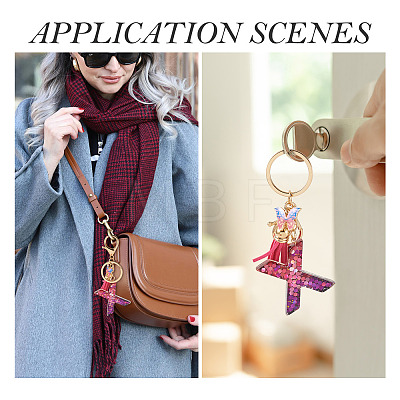 Alloy Resin Butterfly Keychains KEYC-TADJ0002-02G-X-1
