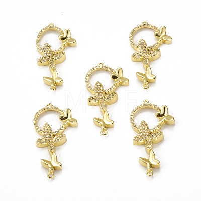 Brass Micro Pave Clear Cubic Zirconia Connector Charms KK-E068-VB073-1