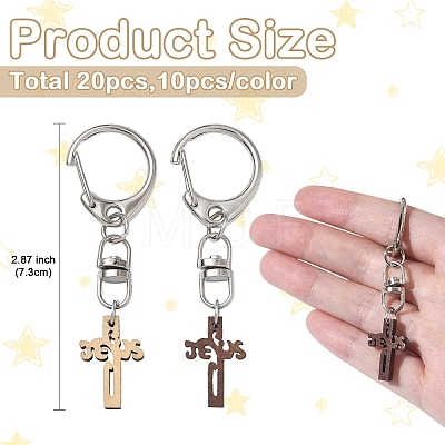 20Pcs Wood Cross Pendant Decorations HJEW-YW00293-1