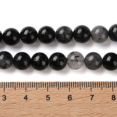 Natural Tourmalinated Quartz Beads Strands G-C268-B06-02-1