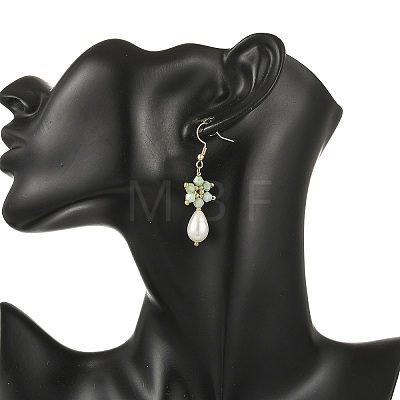 Anti-Tarnish Electroplate Bicone Glass Pearl Teardrop Beads Dangle Earrings EJEW-MZ00765-02-1
