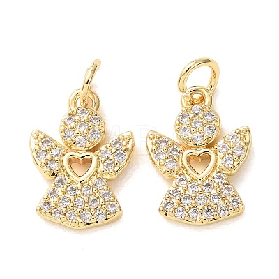 Brass Micro Pave Clear Cubic Zirconia Charms CU-E003-13G-B-1
