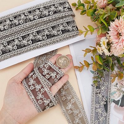 Polyester Hollow Embroidered Lace Trim OCOR-WH0079-13B-1