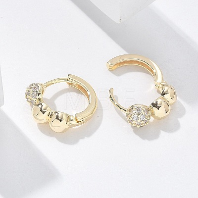 Brass Clear Cubic Zirconia Hoop Earrings EJEW-Q014-07G-1