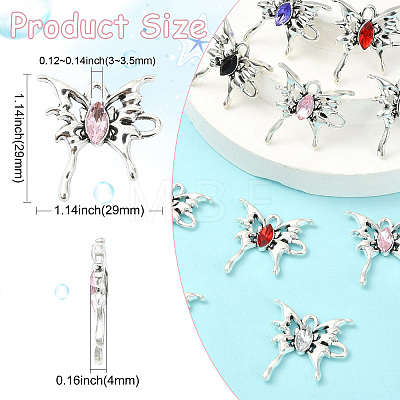 20Pcs 5 Colors Alloy Rhinestone Pendants FIND-CJ0005-88-1