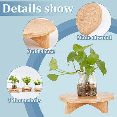 BENECREAT 3 Sets 3 Style Wood Holder for Planter Pots AJEW-BC0006-54-1