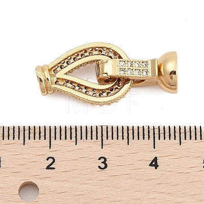 Brass Micro Pave Clear Cubic Zirconia Fold Over Clasps KK-C075-01G-1